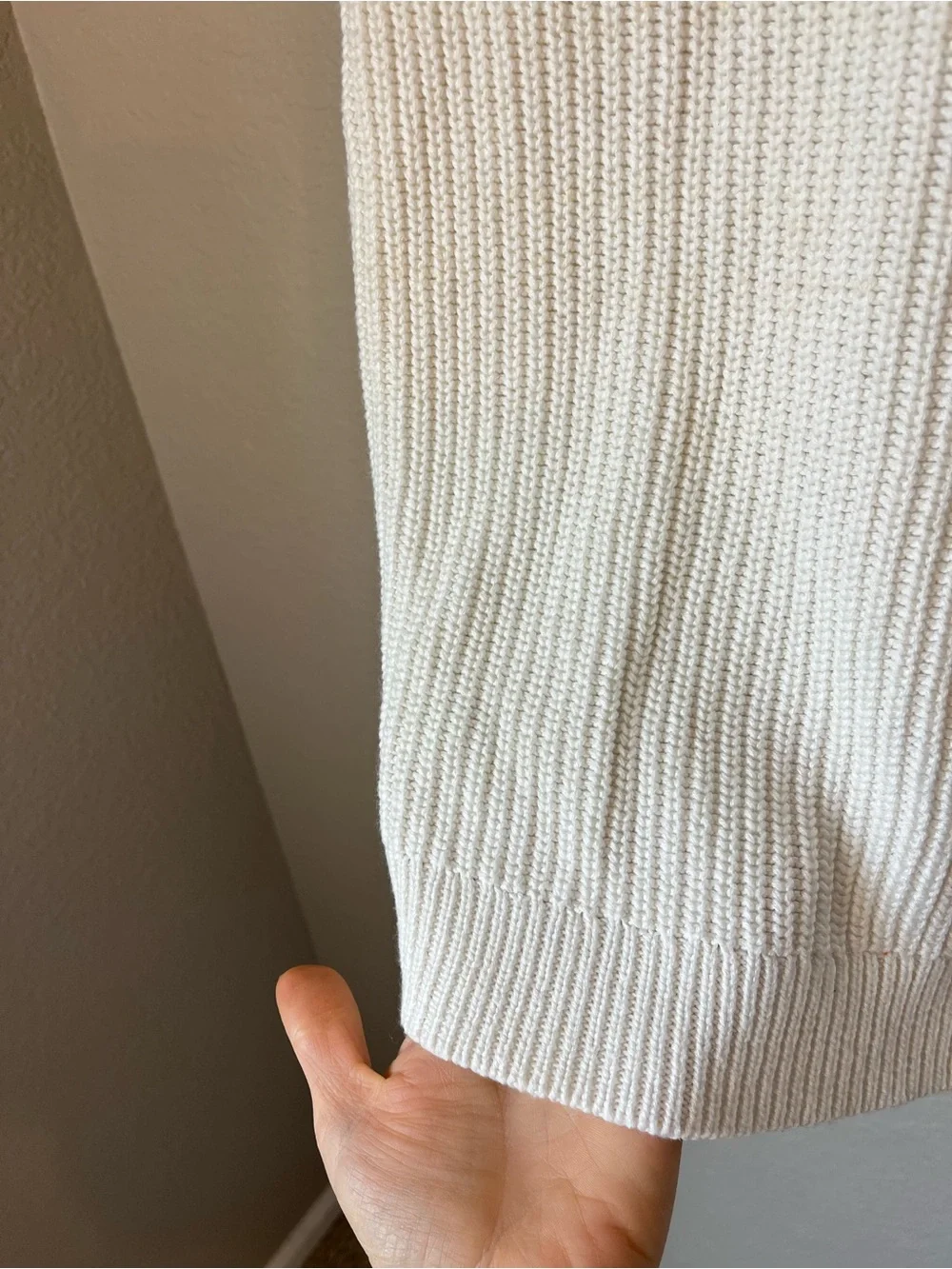 J.Crew M Ivory Cotton Cashmere Ribbed Crewneck Sweater Quiet Luxury Fall Winter
